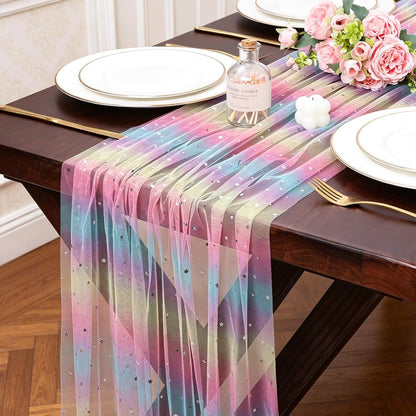 Yellow Gauze Table Runner 10ft Rustic Cheese Cloth Table Runner Boho Style Decoration for Romantic Date Wedding Party Baby Shower Photography Decoration