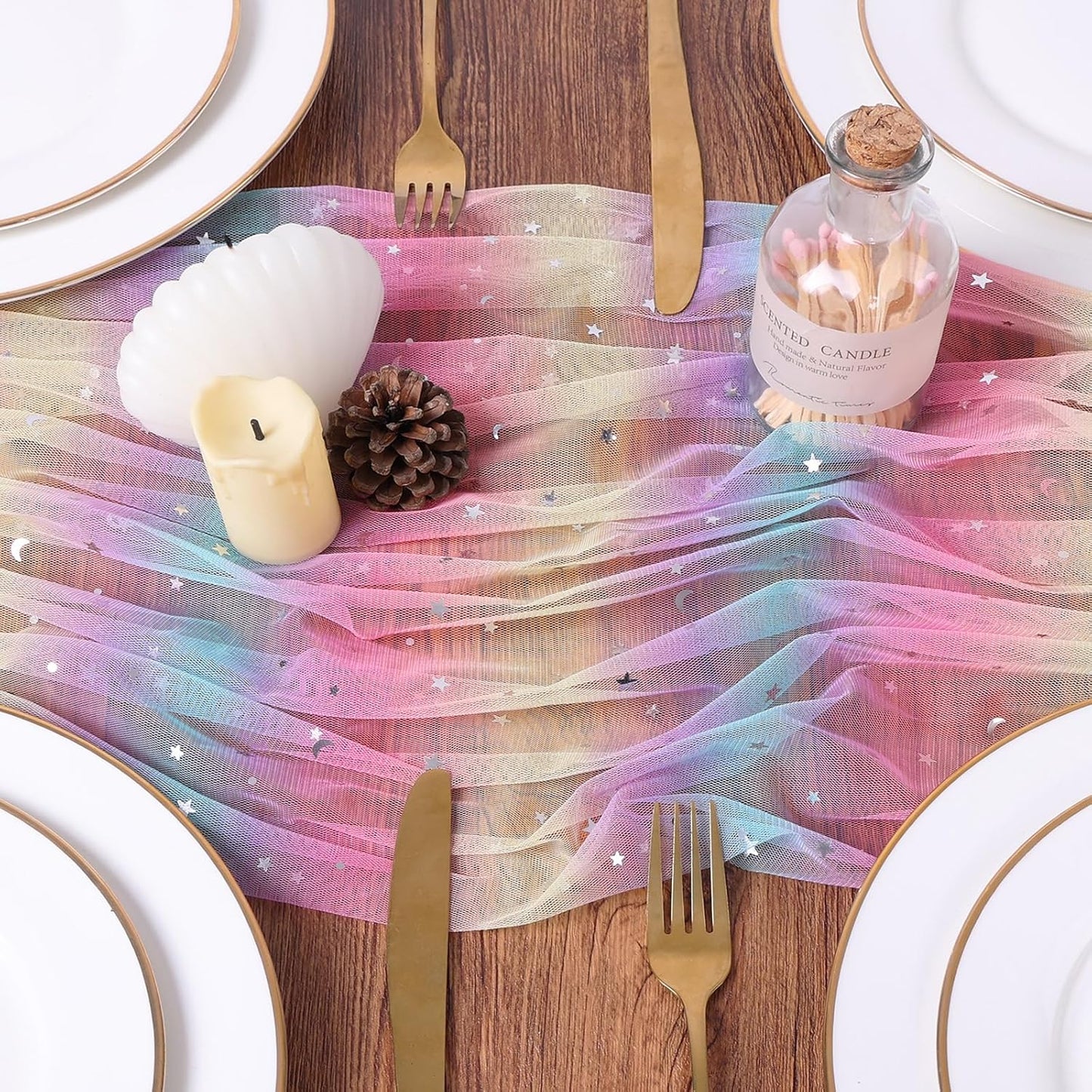 Yellow Gauze Table Runner 10ft Rustic Cheese Cloth Table Runner Boho Style Decoration for Romantic Date Wedding Party Baby Shower Photography Decoration