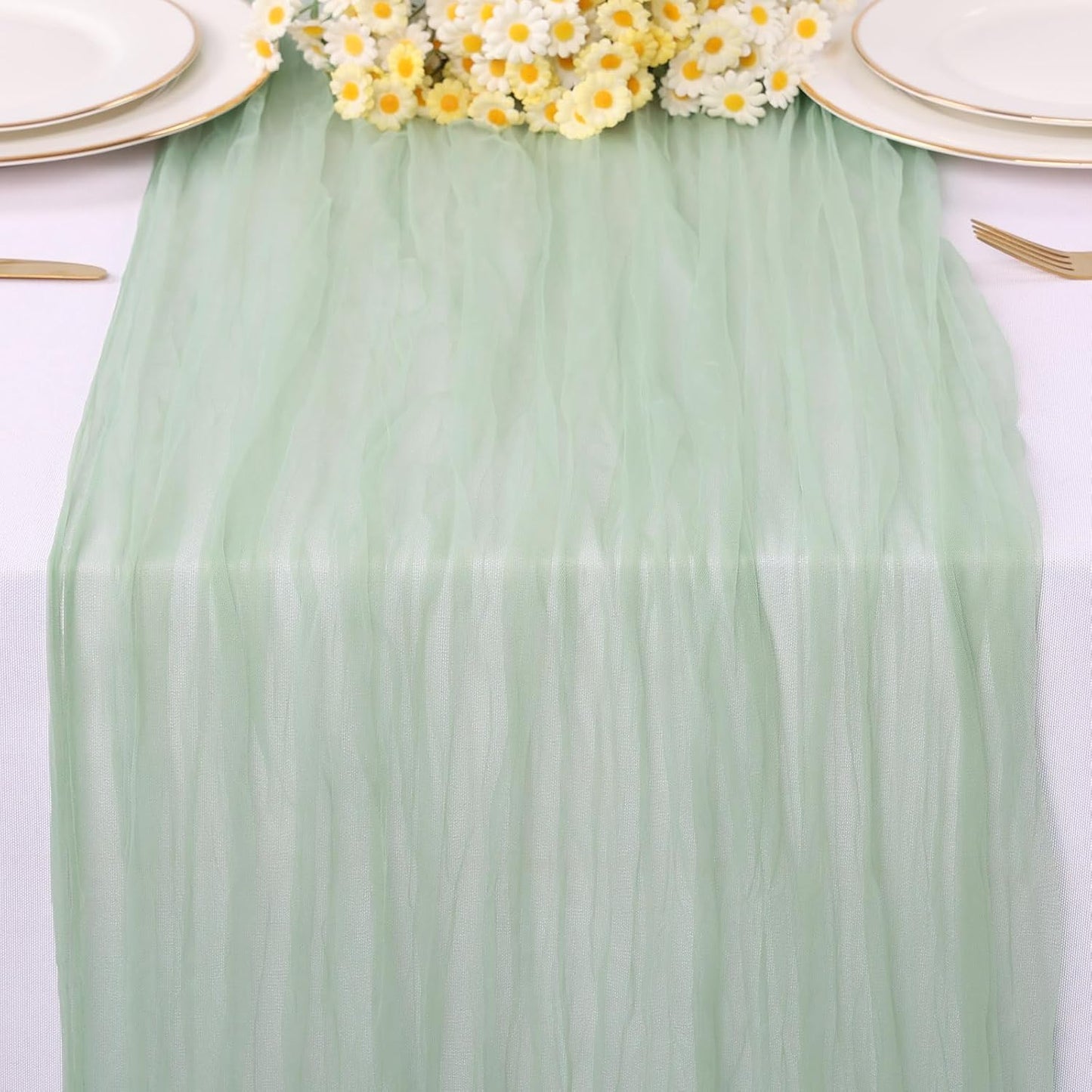Yellow Gauze Table Runner 10ft Rustic Cheese Cloth Table Runner Boho Style Decoration for Romantic Date Wedding Party Baby Shower Photography Decoration