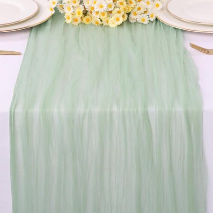 Yellow Gauze Table Runner 10ft Rustic Cheese Cloth Table Runner Boho Style Decoration for Romantic Date Wedding Party Baby Shower Photography Decoration