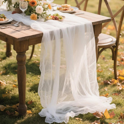 Yellow Gauze Table Runner 10ft Rustic Cheese Cloth Table Runner Boho Style Decoration for Romantic Date Wedding Party Baby Shower Photography Decoration