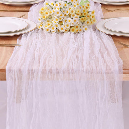 Yellow Gauze Table Runner 10ft Rustic Cheese Cloth Table Runner Boho Style Decoration for Romantic Date Wedding Party Baby Shower Photography Decoration