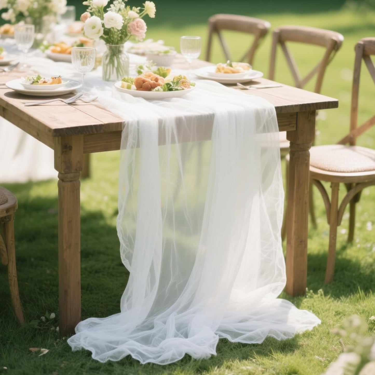 Yellow Gauze Table Runner 10ft Rustic Cheese Cloth Table Runner Boho Style Decoration for Romantic Date Wedding Party Baby Shower Photography Decoration