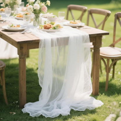 Yellow Gauze Table Runner 10ft Rustic Cheese Cloth Table Runner Boho Style Decoration for Romantic Date Wedding Party Baby Shower Photography Decoration