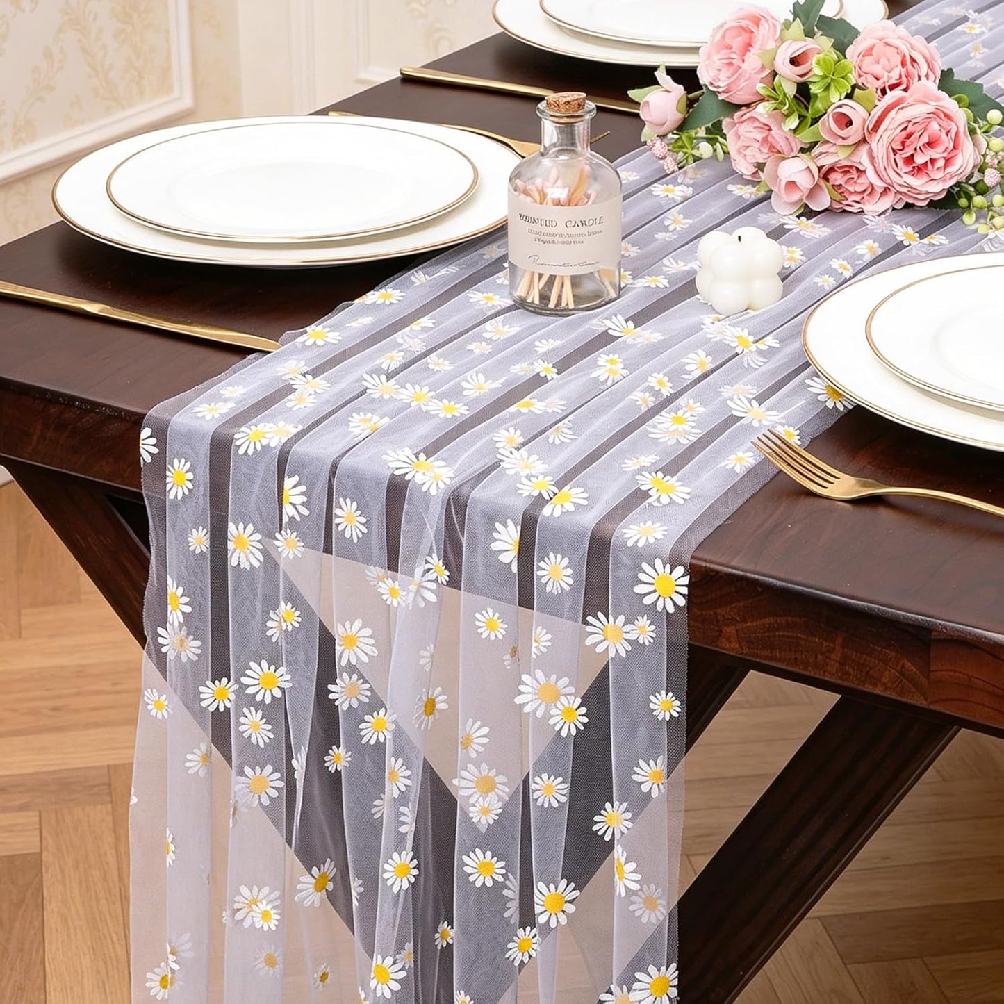 Yellow Gauze Table Runner 10ft Rustic Cheese Cloth Table Runner Boho Style Decoration for Romantic Date Wedding Party Baby Shower Photography Decoration