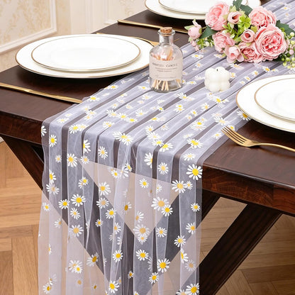Yellow Gauze Table Runner 10ft Rustic Cheese Cloth Table Runner Boho Style Decoration for Romantic Date Wedding Party Baby Shower Photography Decoration