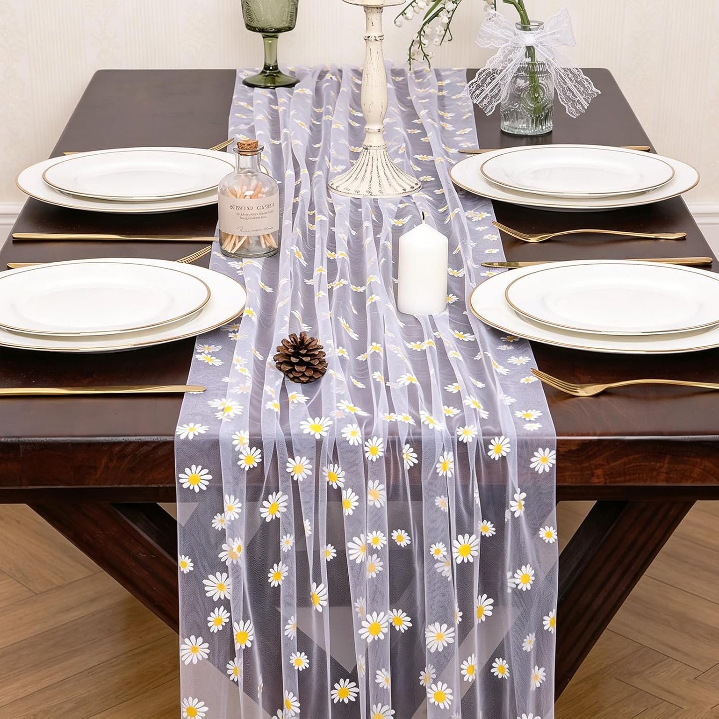 Yellow Gauze Table Runner 10ft Rustic Cheese Cloth Table Runner Boho Style Decoration for Romantic Date Wedding Party Baby Shower Photography Decoration