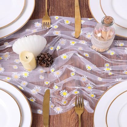 Yellow Gauze Table Runner 10ft Rustic Cheese Cloth Table Runner Boho Style Decoration for Romantic Date Wedding Party Baby Shower Photography Decoration