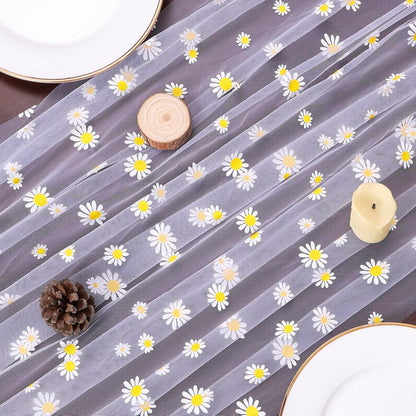 Yellow Gauze Table Runner 10ft Rustic Cheese Cloth Table Runner Boho Style Decoration for Romantic Date Wedding Party Baby Shower Photography Decoration