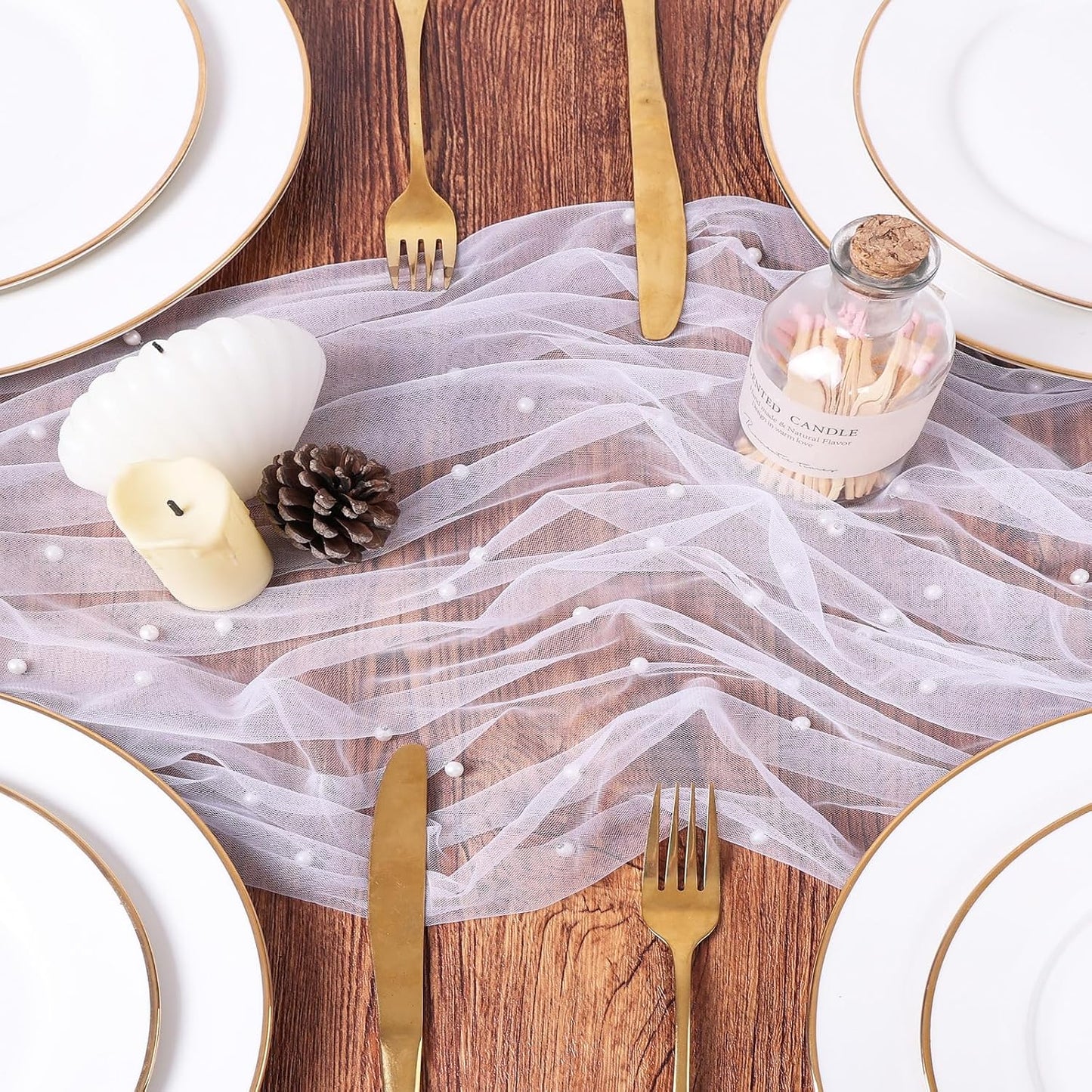 Yellow Gauze Table Runner 10ft Rustic Cheese Cloth Table Runner Boho Style Decoration for Romantic Date Wedding Party Baby Shower Photography Decoration