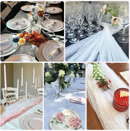 Yellow Gauze Table Runner 10ft Rustic Cheese Cloth Table Runner Boho Style Decoration for Romantic Date Wedding Party Baby Shower Photography Decoration