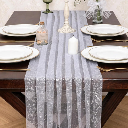 Yellow Gauze Table Runner 10ft Rustic Cheese Cloth Table Runner Boho Style Decoration for Romantic Date Wedding Party Baby Shower Photography Decoration