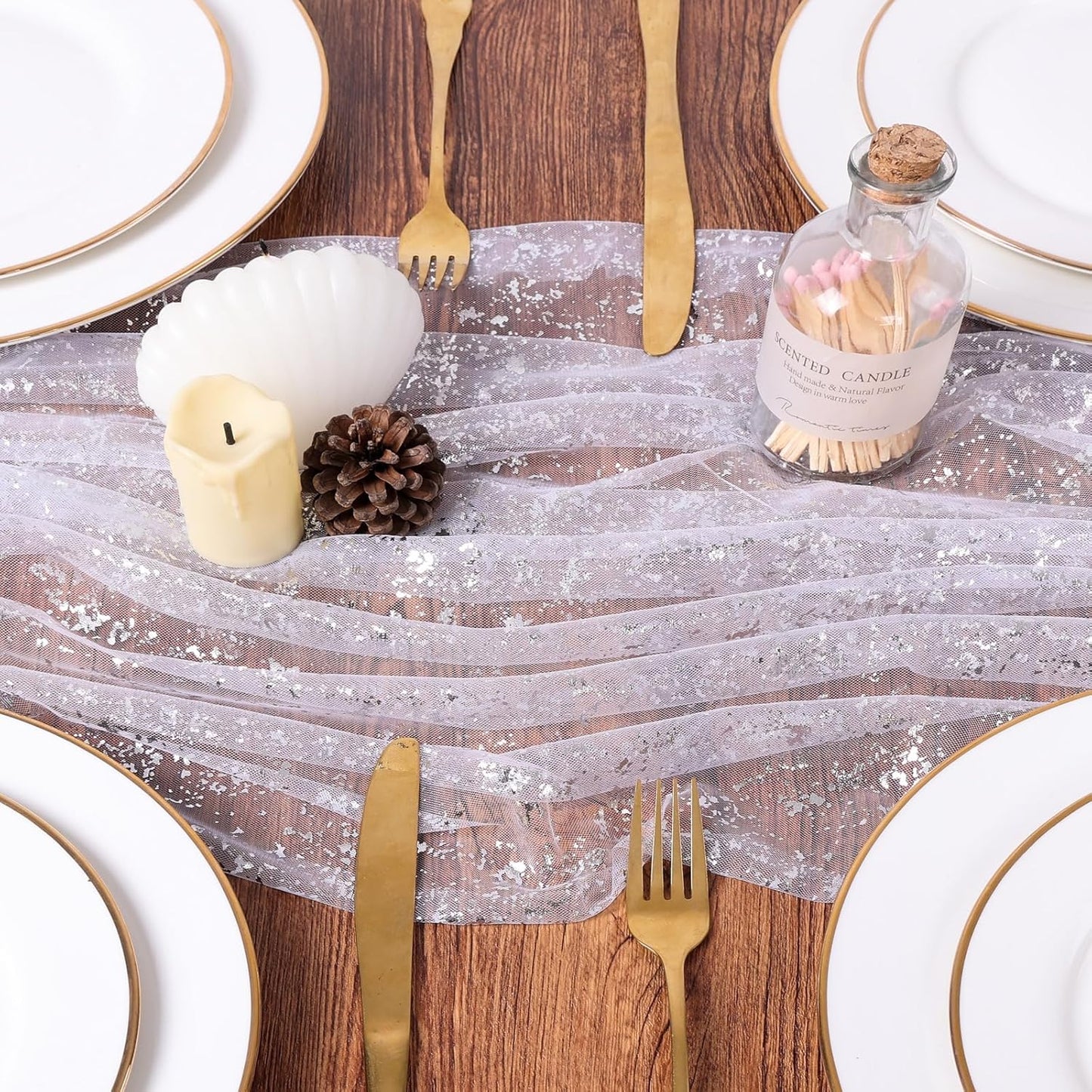 Yellow Gauze Table Runner 10ft Rustic Cheese Cloth Table Runner Boho Style Decoration for Romantic Date Wedding Party Baby Shower Photography Decoration