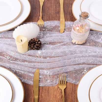 Yellow Gauze Table Runner 10ft Rustic Cheese Cloth Table Runner Boho Style Decoration for Romantic Date Wedding Party Baby Shower Photography Decoration