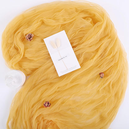 Yellow Gauze Table Runner 10ft Rustic Cheese Cloth Table Runner Boho Style Decoration for Romantic Date Wedding Party Baby Shower Photography Decoration