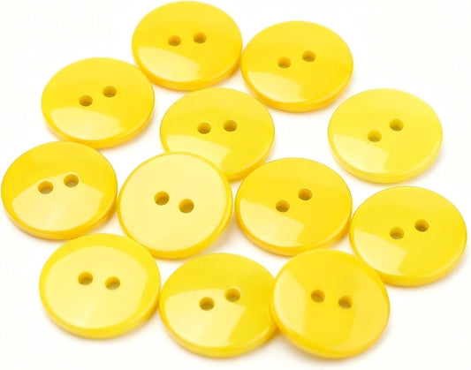 12 Pcs Sewing Buttons, 2-Hole Round Resin Buttons, Yellow, 25mm (1") | Crafts Decoration Buttons, Replace Button, Buttons for clothing/Sewing/Dresses/Sweaters/Coats/Suits/Hats/Jackets/DIY Creation