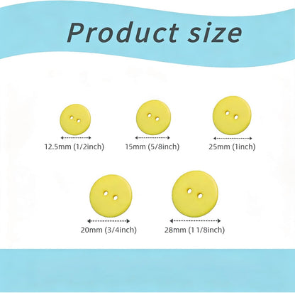 12 Pcs Sewing Buttons, 2-Hole Round Resin Buttons, Yellow, 25mm (1") | Crafts Decoration Buttons, Replace Button, Buttons for clothing/Sewing/Dresses/Sweaters/Coats/Suits/Hats/Jackets/DIY Creation