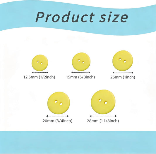 12 Pcs Sewing Buttons, 2-Hole Round Resin Buttons, Yellow, 25mm (1") | Crafts Decoration Buttons, Replace Button, Buttons for clothing/Sewing/Dresses/Sweaters/Coats/Suits/Hats/Jackets/DIY Creation