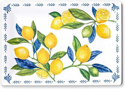 Lemon Orchard Melamine Rectangular Serving Tray - Yellow - 20" x 14"