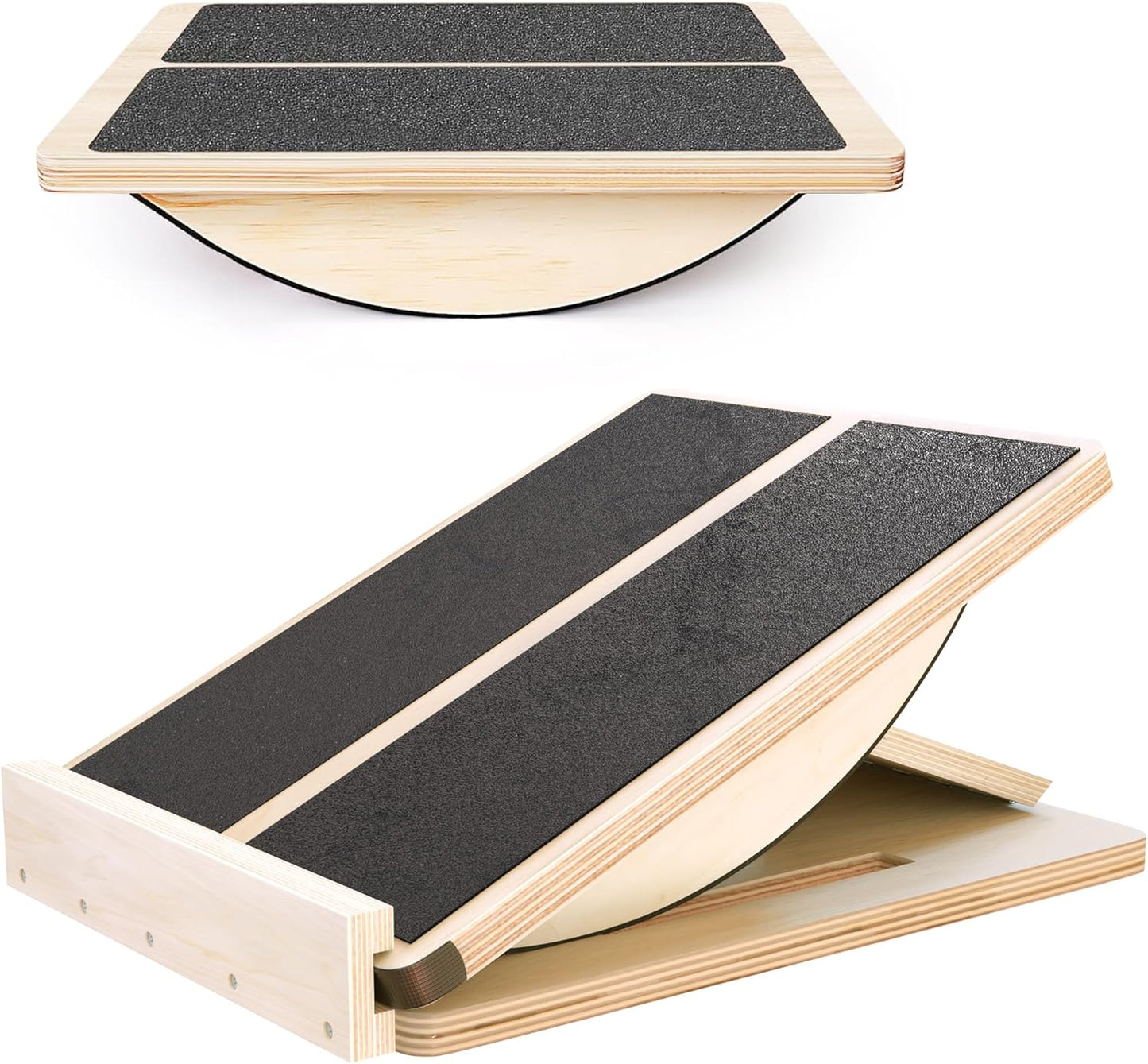 Professional 2-in-1 Wooden Balance Board & Slant Board, 3 Angle | Adjustable Incline Board and Calf Stretcher, Stretch Board for Knees Ankle Heel Feet Leg, Anti-Slip, 450 lbs Capacity