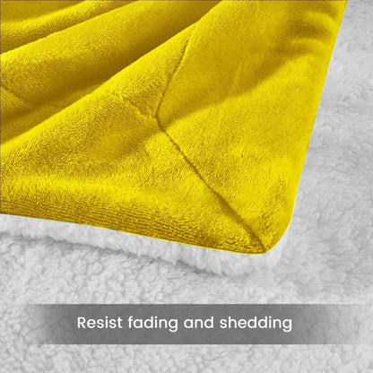IR Imperial Rooms Gold Sherpa Fleece Throw Blanket for Couch - Soft and Fuzzy Blanket for Winter - Reversible Thick and Warm Fluffy Throw Blankets for Bed, Sofa & Travel, Yellow, 50x60 Inches