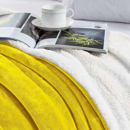 IR Imperial Rooms Gold Sherpa Fleece Throw Blanket for Couch - Soft and Fuzzy Blanket for Winter - Reversible Thick and Warm Fluffy Throw Blankets for Bed, Sofa & Travel, Yellow, 50x60 Inches