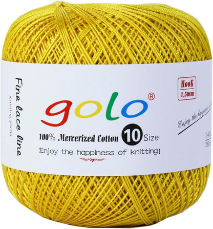 Crochet Thread Size10 Yarn for Hand Knitting Crochet Yarn Bright Yellow 273