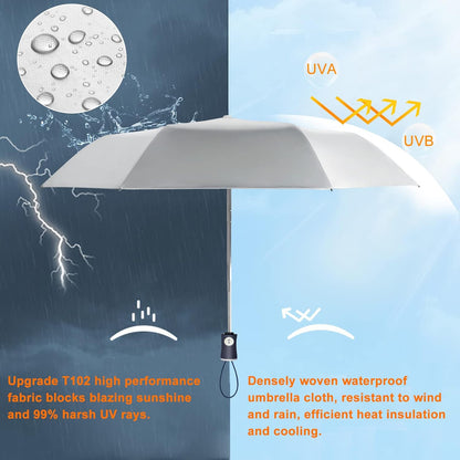UV Sun Umbrella Compact Folding Umbrella lightweight Portable Manual Travel Umbrella for Rainproof & 99% UV Protection with Black Anti-UV Coating