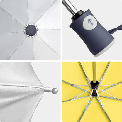 UV Sun Umbrella Compact Folding Umbrella lightweight Portable Manual Travel Umbrella for Rainproof & 99% UV Protection with Black Anti-UV Coating