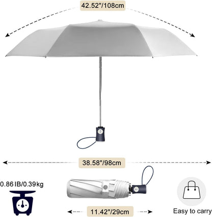 UV Sun Umbrella Compact Folding Umbrella lightweight Portable Manual Travel Umbrella for Rainproof & 99% UV Protection with Black Anti-UV Coating