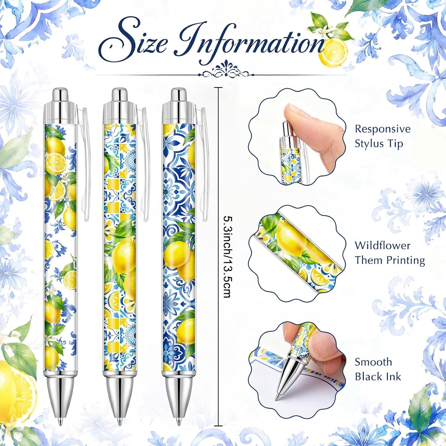 24 Pcs Capri Lemon Sticky Notes with Pens Amalfi Coast Party Gifts for Women Mediterranean Lemon Self Adhesive Notepads Black Ink Ballpoint Pen for Summer Bridal Shower Wedding Party Favors