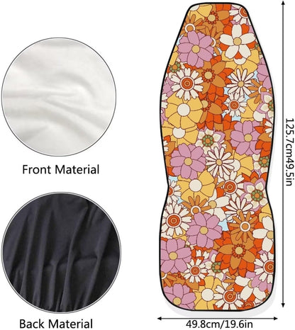 Hippie Flower Yellow Car Seat Covers for Front Seats 2 Pack Auto Cushion Protector Universal Fit Most Truck SUV Van Sedan Car Interior Accessories for Women Girl