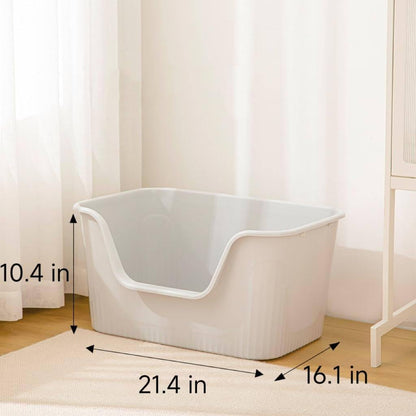 SpaceTime Large Cat Litter Box with High Sides,Cat Boxes for Indoor Cats,Cat Litter Pan for Kitty,Litter Box with Low Entry,Easy to Clean,Anti-Splashing (Grey)