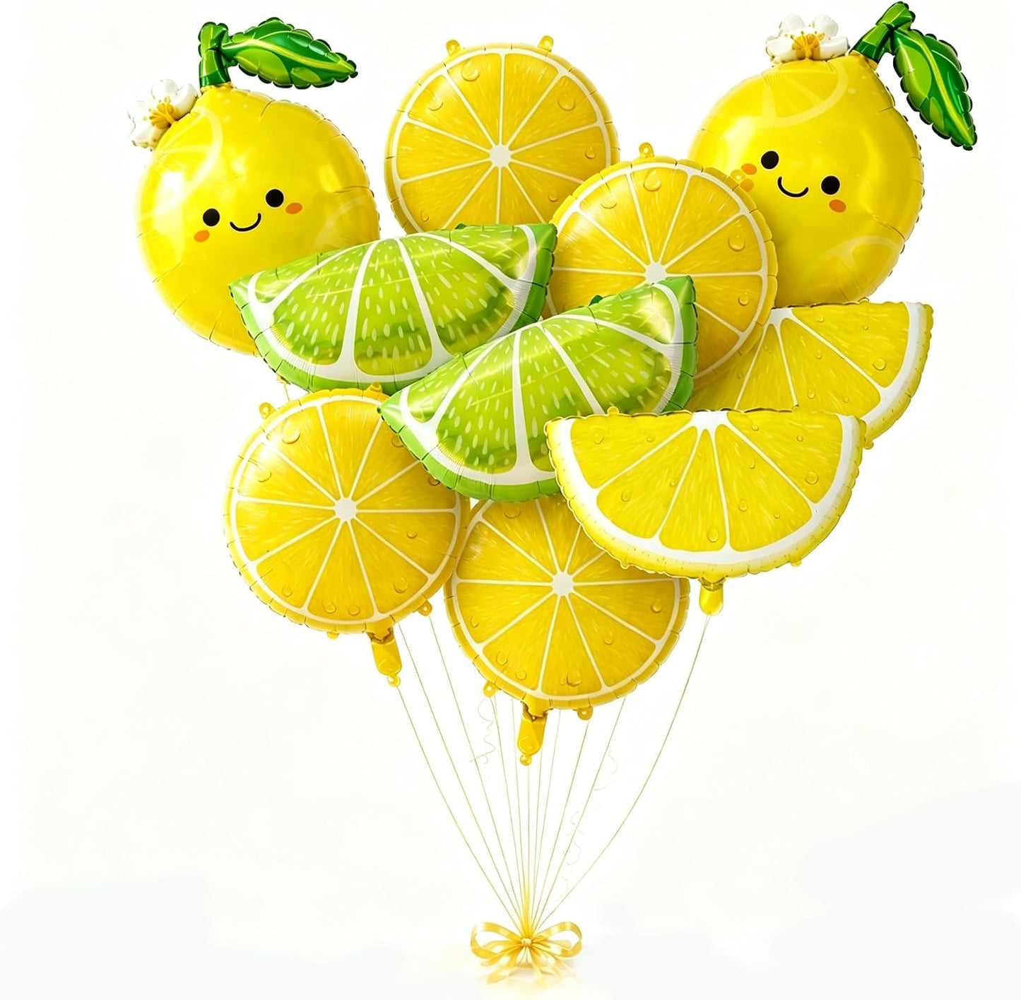 Lemon Foil Balloons 10Pcs Lemonade Balloons Set for Summer Party Decoration | Yellow Citrus Fruit Decoration for Summer Theme Birthday Party She Found Her Main Squeeze Bridal Shower Baby Shower Decor