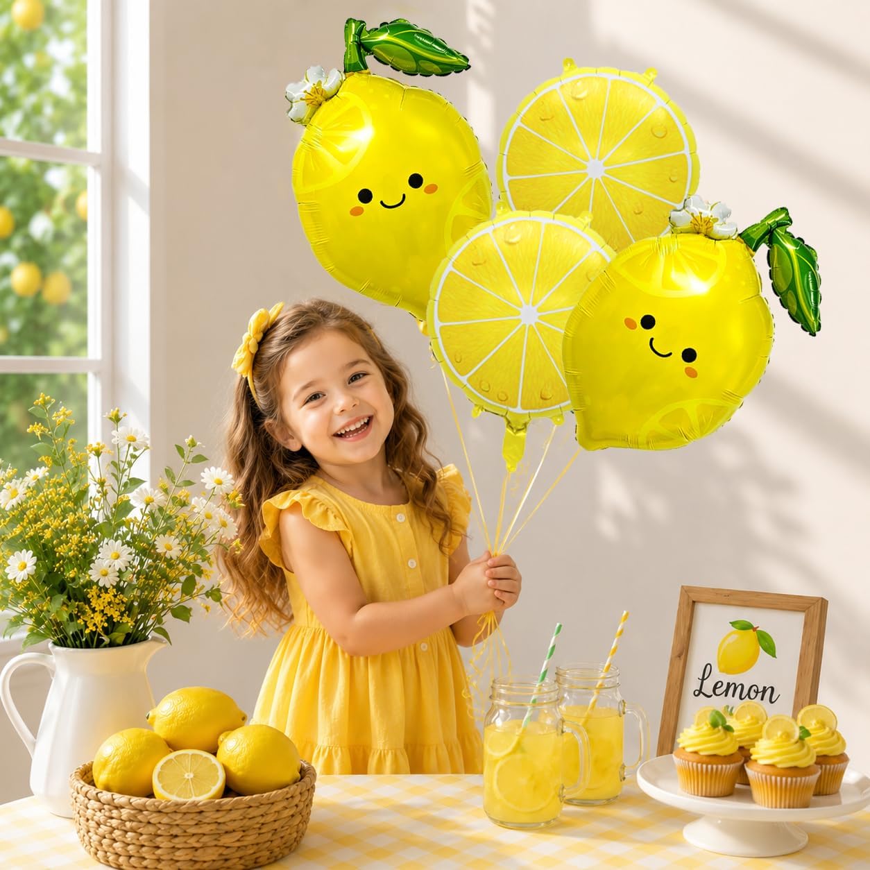 Lemon Foil Balloons 10Pcs Lemonade Balloons Set for Summer Party Decoration | Yellow Citrus Fruit Decoration for Summer Theme Birthday Party She Found Her Main Squeeze Bridal Shower Baby Shower Decor