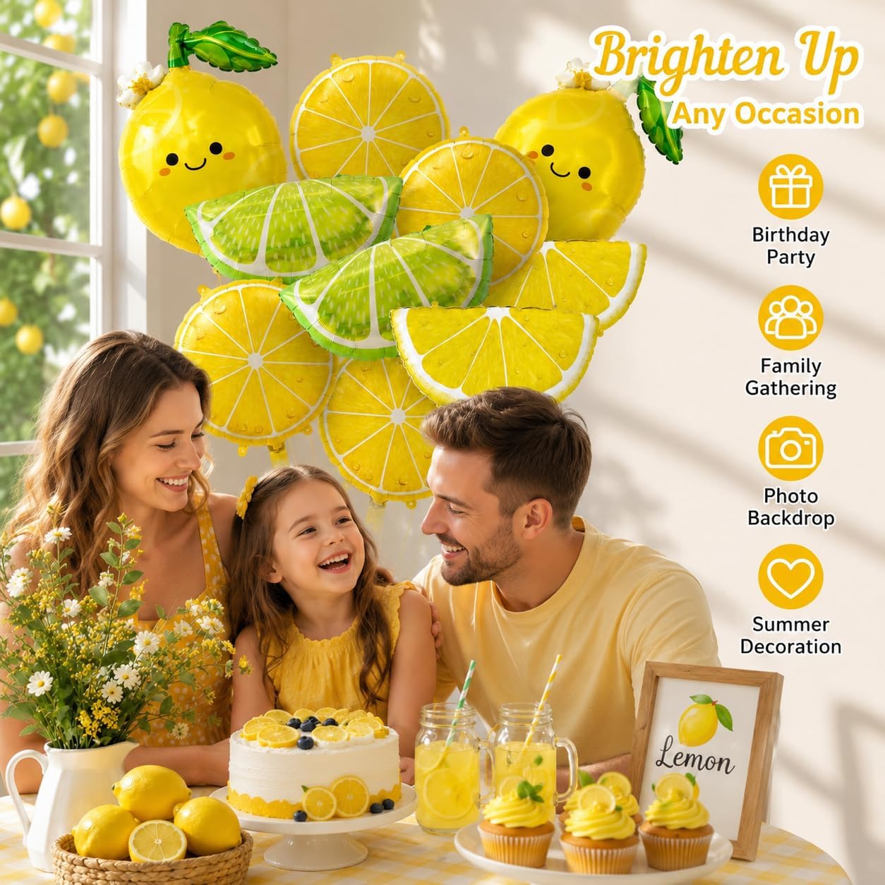Lemon Foil Balloons 10Pcs Lemonade Balloons Set for Summer Party Decoration | Yellow Citrus Fruit Decoration for Summer Theme Birthday Party She Found Her Main Squeeze Bridal Shower Baby Shower Decor
