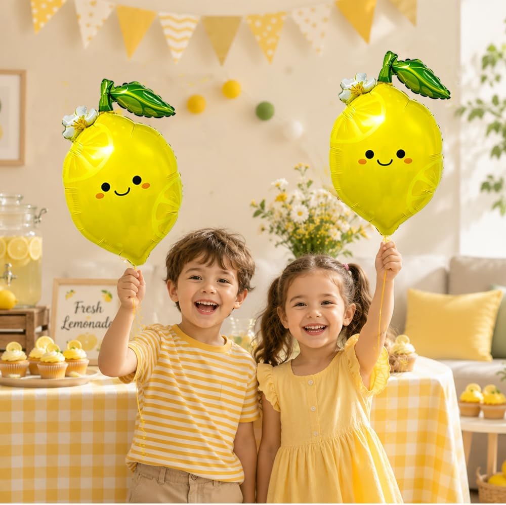 Lemon Foil Balloons 10Pcs Lemonade Balloons Set for Summer Party Decoration | Yellow Citrus Fruit Decoration for Summer Theme Birthday Party She Found Her Main Squeeze Bridal Shower Baby Shower Decor