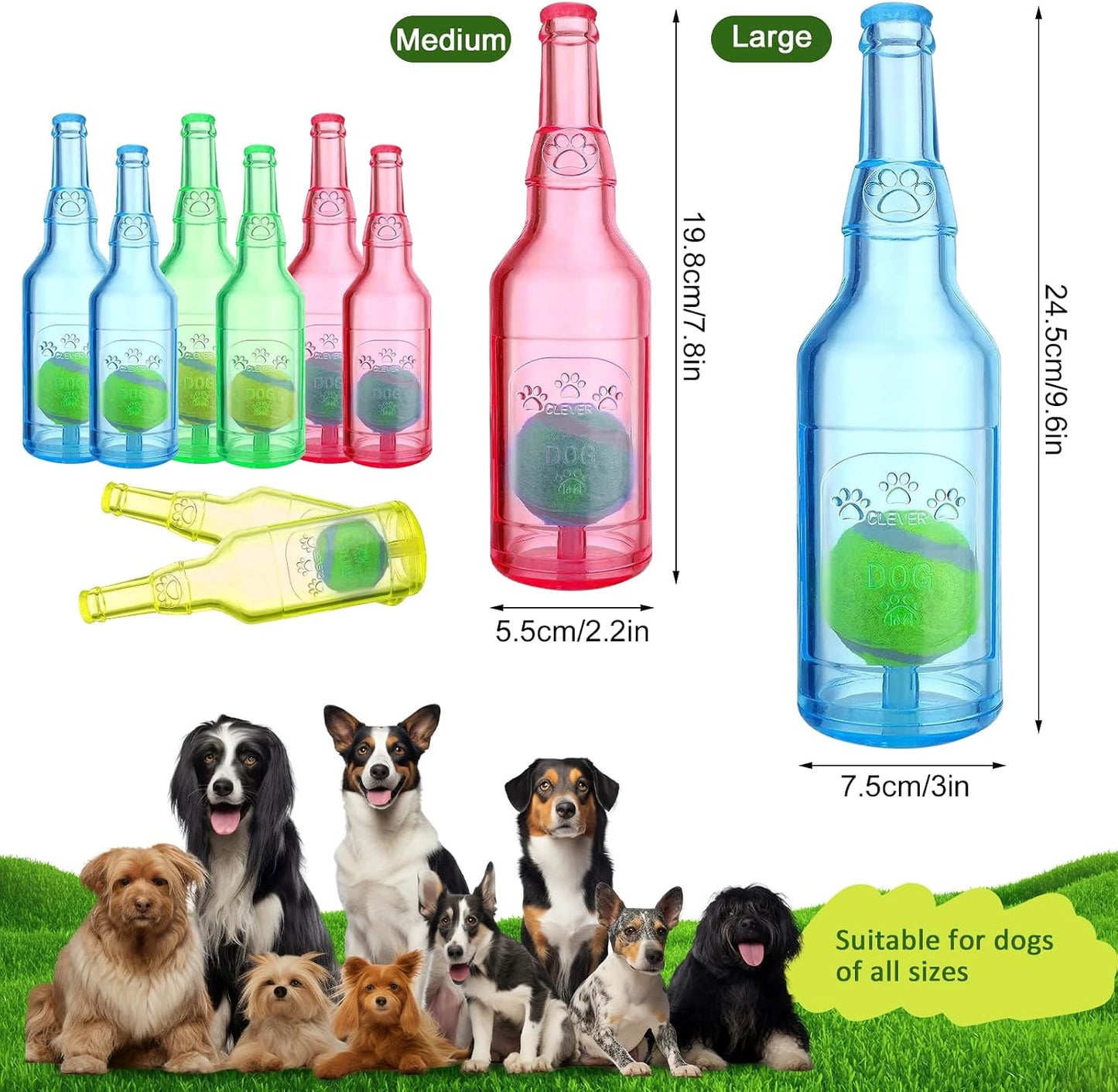 Water Bottle Dog Toy for Aggressive Chewers, Cute Squeaky Indestructible Water Bottle Dogs Chew Toys for Medium/Small Dogs Interactive Dog Toys to Exercise and Accompany (Yellow-Large)