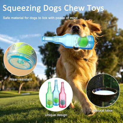 Water Bottle Dog Toy for Aggressive Chewers, Cute Squeaky Indestructible Water Bottle Dogs Chew Toys for Medium/Small Dogs Interactive Dog Toys to Exercise and Accompany (Yellow-Large)