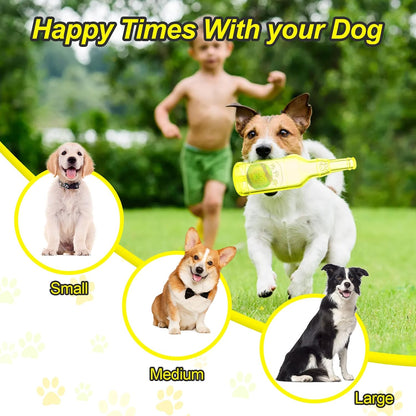Water Bottle Dog Toy for Aggressive Chewers, Cute Squeaky Indestructible Water Bottle Dogs Chew Toys for Medium/Small Dogs Interactive Dog Toys to Exercise and Accompany (Yellow-Large)