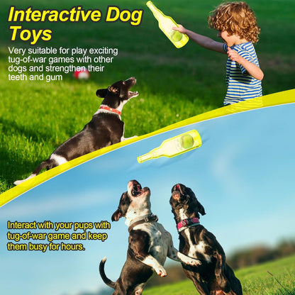 Water Bottle Dog Toy for Aggressive Chewers, Cute Squeaky Indestructible Water Bottle Dogs Chew Toys for Medium/Small Dogs Interactive Dog Toys to Exercise and Accompany (Yellow-Large)