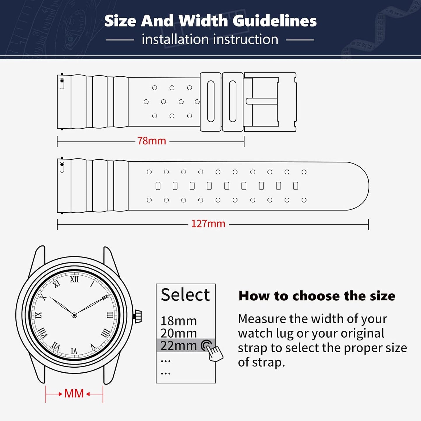 Silicone Watch Bands Quick Release Ventilated Supple Replacement Rubber Watch Strap 20mm/22mm/24mm Smart Watch Bands for Men/Women 7 Colors(Black/Blue/Orange/Green/Grey/Yellow/Red)