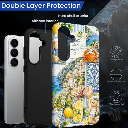 Dual‑Layer Case for Samsung Galaxy S26 Plus,Full‑Body Protection,Shockproof TPU + PC Hybrid Phone Case,Talian Coastal Summer Lemon Aesthetic