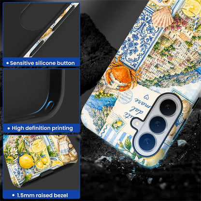 Dual‑Layer Case for Samsung Galaxy S26 Plus,Full‑Body Protection,Shockproof TPU + PC Hybrid Phone Case,Talian Coastal Summer Lemon Aesthetic