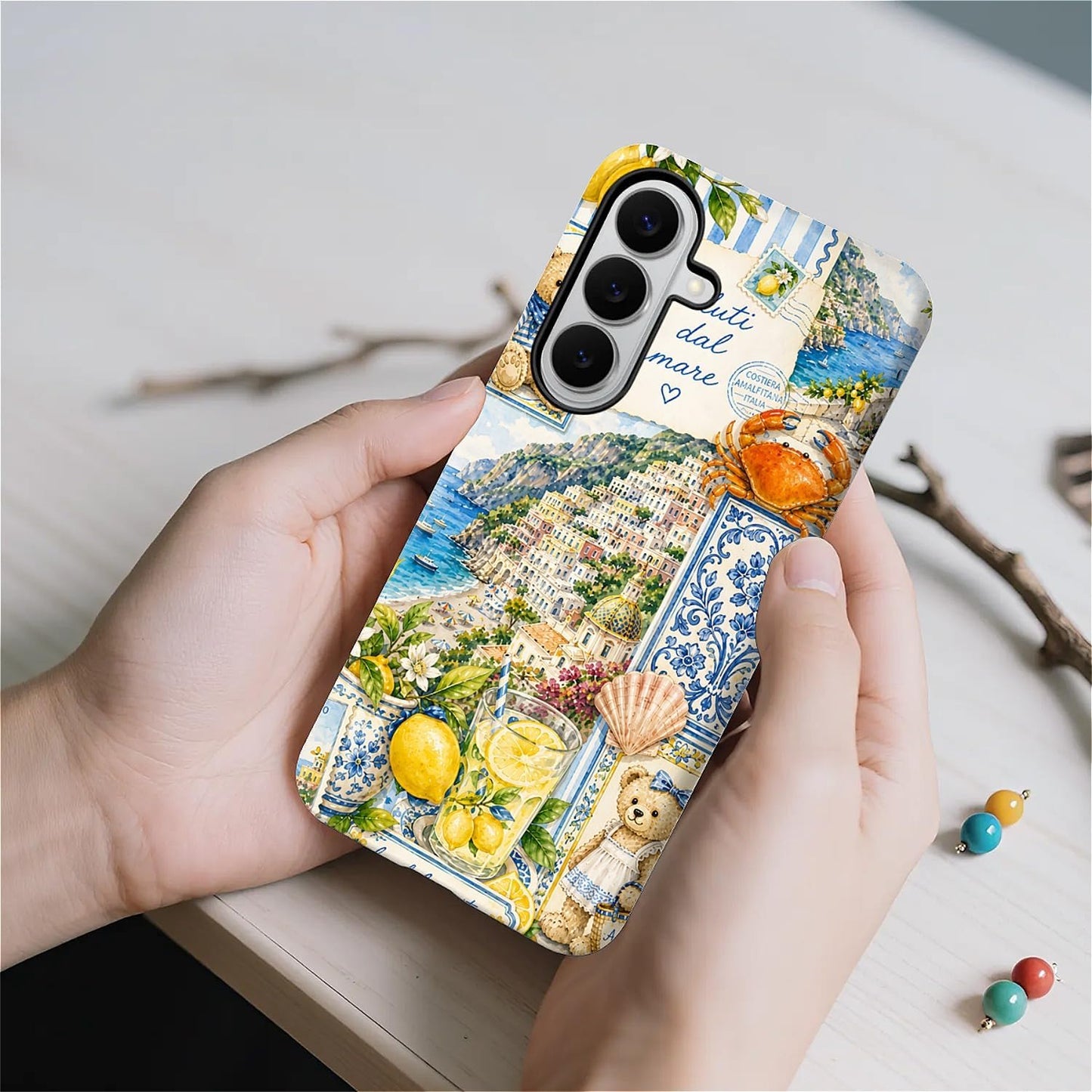 Dual‑Layer Case for Samsung Galaxy S26 Plus,Full‑Body Protection,Shockproof TPU + PC Hybrid Phone Case,Talian Coastal Summer Lemon Aesthetic