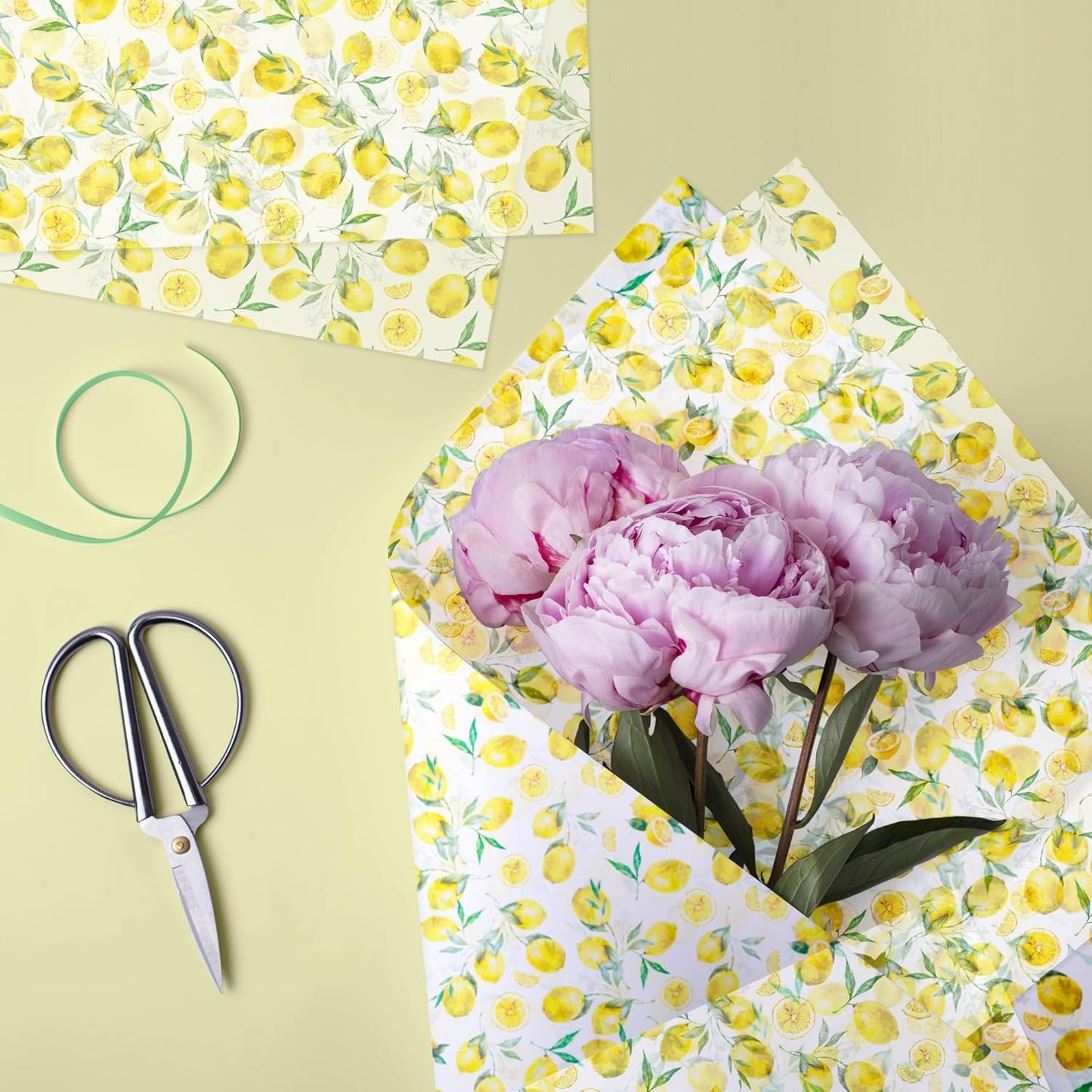 50 Sheet Lemon Pattern Tissue Paper Summer Fruit Gift Wrapping Papers 20 x 14 Inch Bouquet Flower Candy Bag Fillers Packaging Paper for Birthday Baby Shower Party Craft Decorative Art Tissue (B)