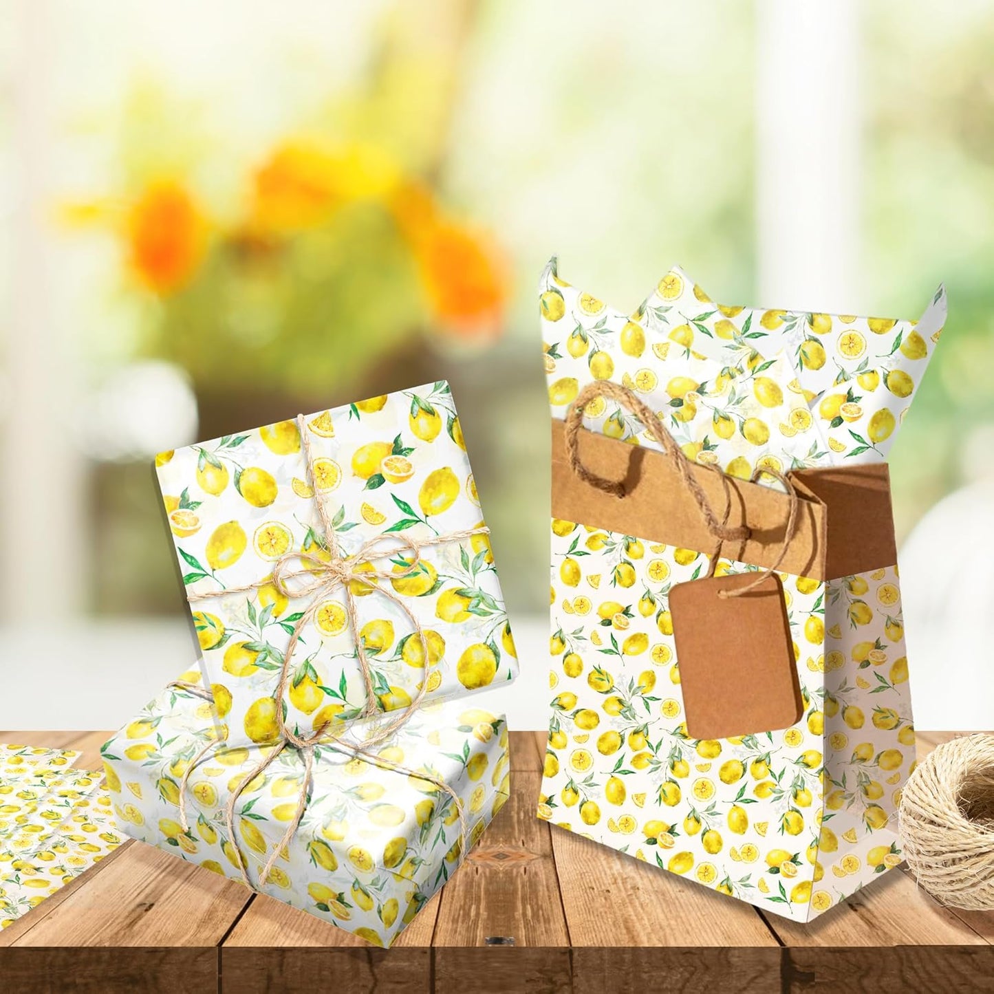 50 Sheet Lemon Pattern Tissue Paper Summer Fruit Gift Wrapping Papers 20 x 14 Inch Bouquet Flower Candy Bag Fillers Packaging Paper for Birthday Baby Shower Party Craft Decorative Art Tissue (B)