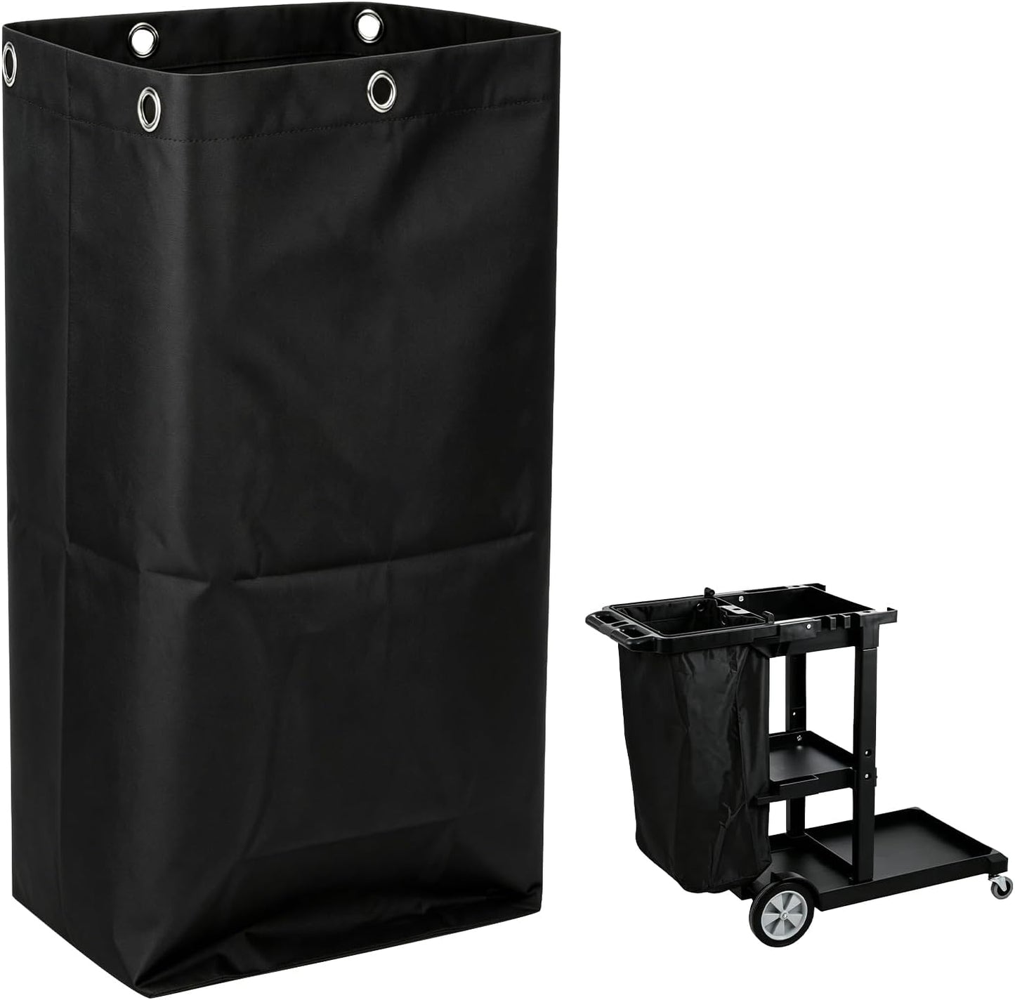 Replacement Janitorial Cleaning Cart Bag: Commercial Products 23 Gallon Industrial Janitorial Vinyl Cart Bag with 6 Brass Grommets - Size 16 x 11 x 27inches (Yellow)