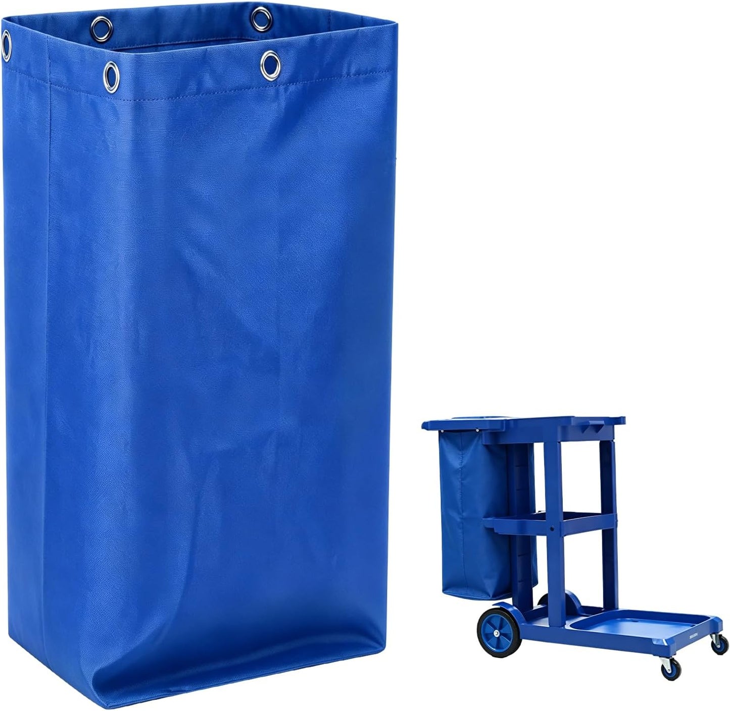 Replacement Janitorial Cleaning Cart Bag: Commercial Products 23 Gallon Industrial Janitorial Vinyl Cart Bag with 6 Brass Grommets - Size 16 x 11 x 27inches (Yellow)