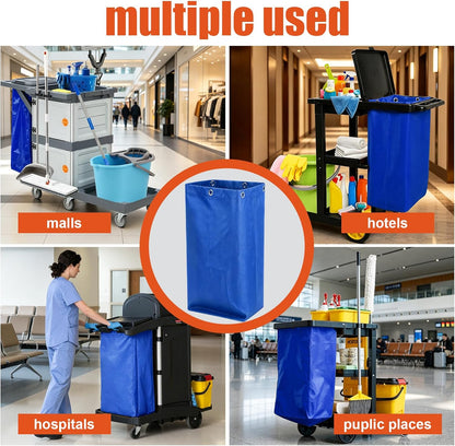 Replacement Janitorial Cleaning Cart Bag: Commercial Products 23 Gallon Industrial Janitorial Vinyl Cart Bag with 6 Brass Grommets - Size 16 x 11 x 27inches (Yellow)